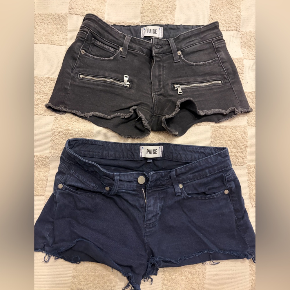 PAIGE Charcoal and Black Denim Shorts